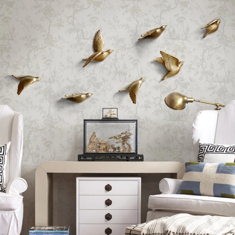 Resin Birds Figurine Wall 3d Stickers