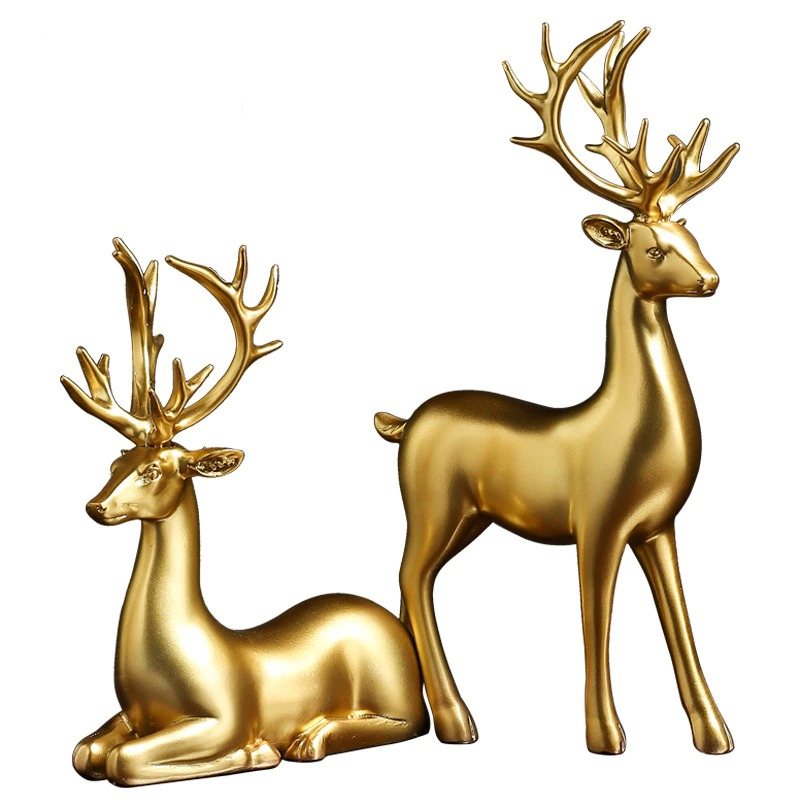 Resin Deer Golden Bull Figurines Heminredning