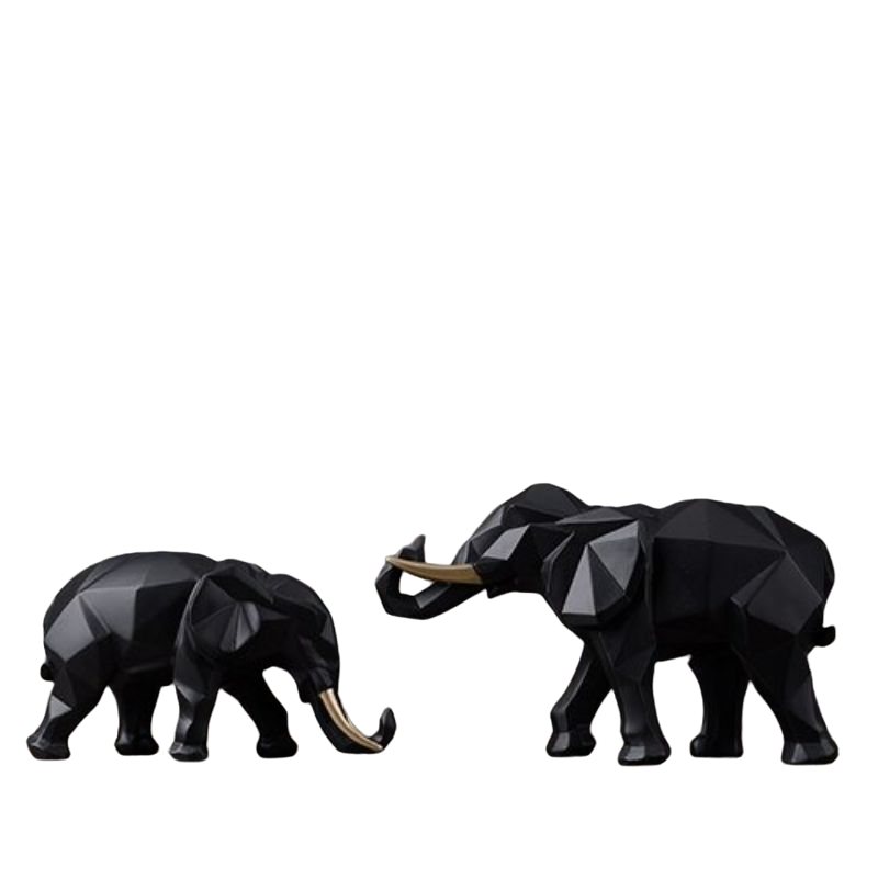 Resin Elephant Figurine 2pcs Set