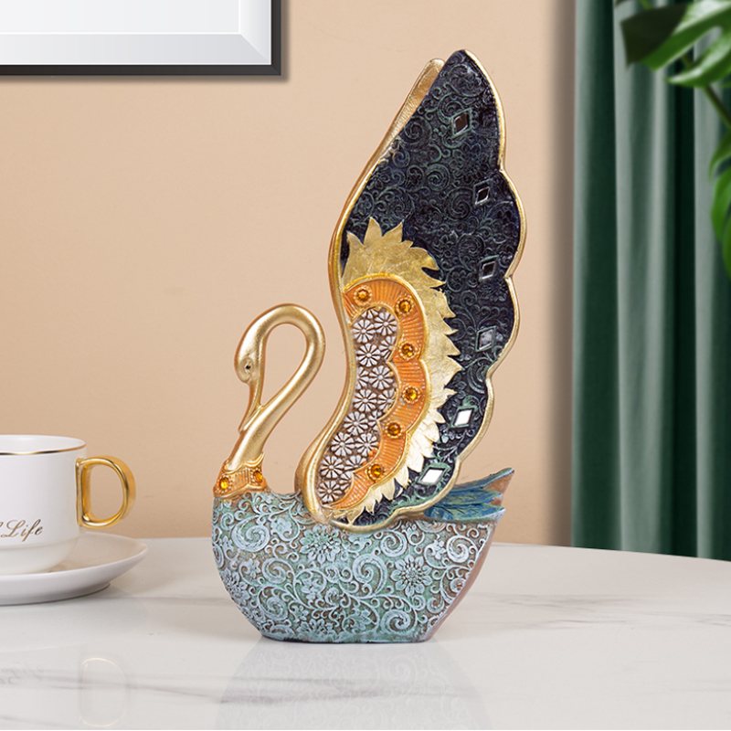 Resin Swan Staty Konstdekoration Skulptur