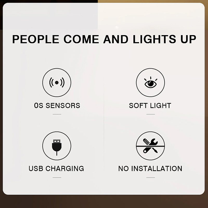 Rörelsesensor Nattlampa Sovrumsinredning Nattlampor Usb-laddning Sovrumsdekoration