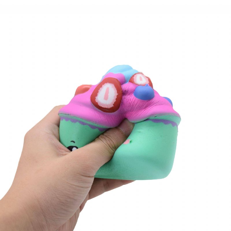 Slow Rebound Pu Squeezetoys Simulering Tecknad Donut Cake Glass Tryckavlastning Squishy Toys Färg Slumpmässig