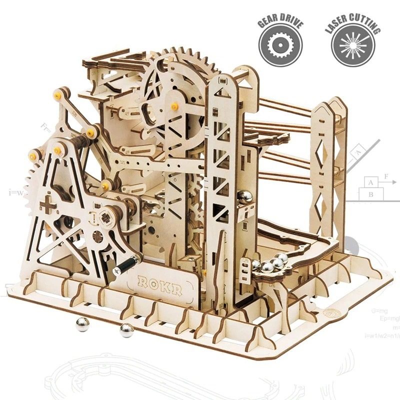 Träpussel 4 Sorters Marble Run Mechanical Model Set