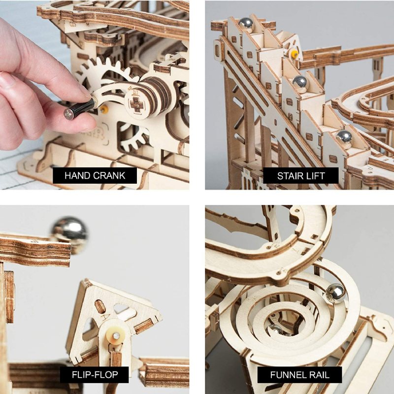 Träpussel 4 Sorters Marble Run Mechanical Model Set