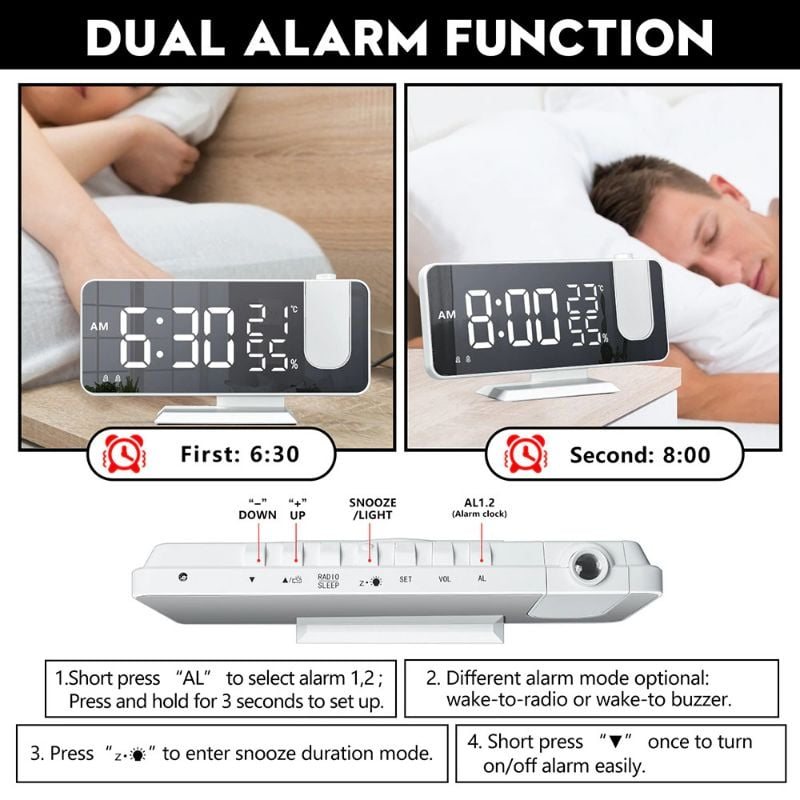 Väckarklocka Led Fm Radio Digital Smart Svart