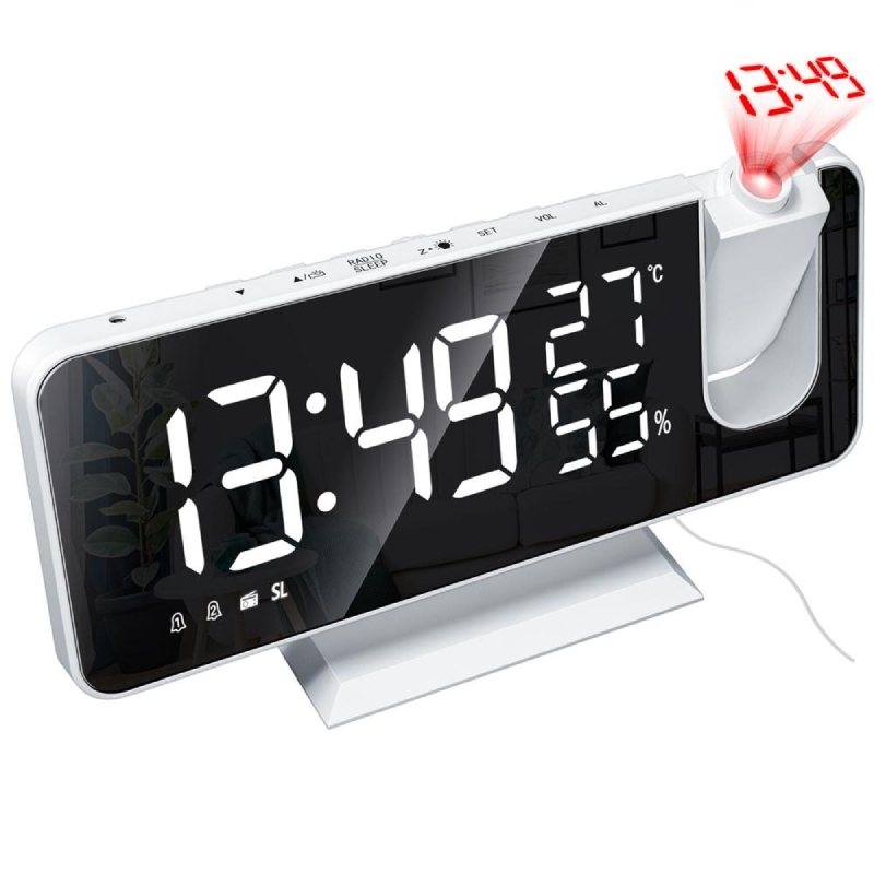 Väckarklocka Led Fm Radio Digital Smart Vit