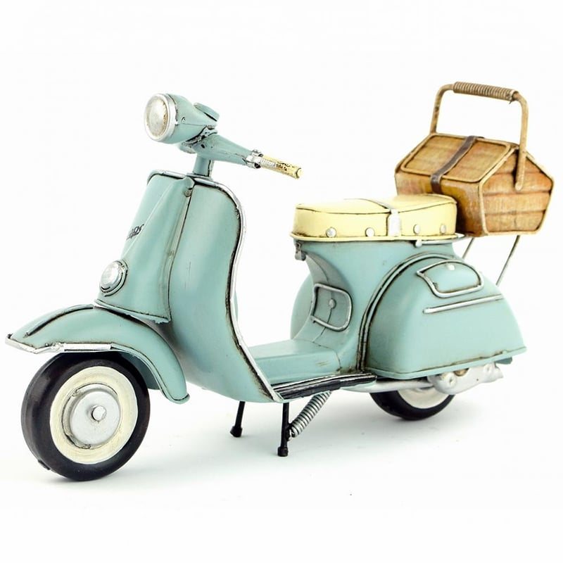 Vespa Motorcykel Handgjord Medelstor Plåt 1965 Modell