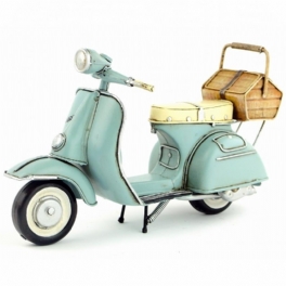 Vespa Motorcykel Handgjord Medelstor Plåt 1965 Modell