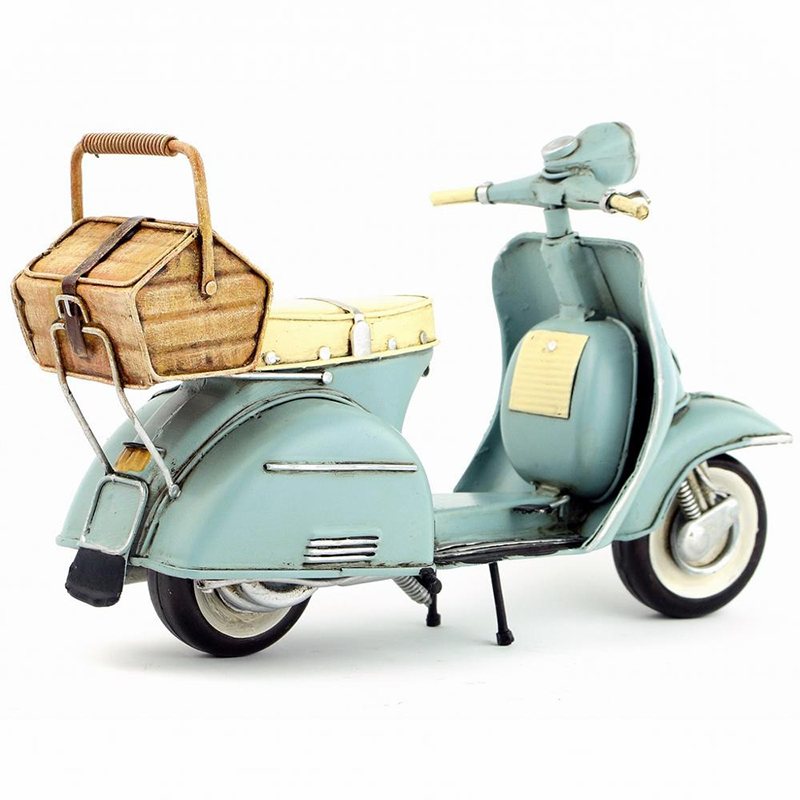 Vespa Motorcykel Handgjord Medelstor Plåt 1965 Modell