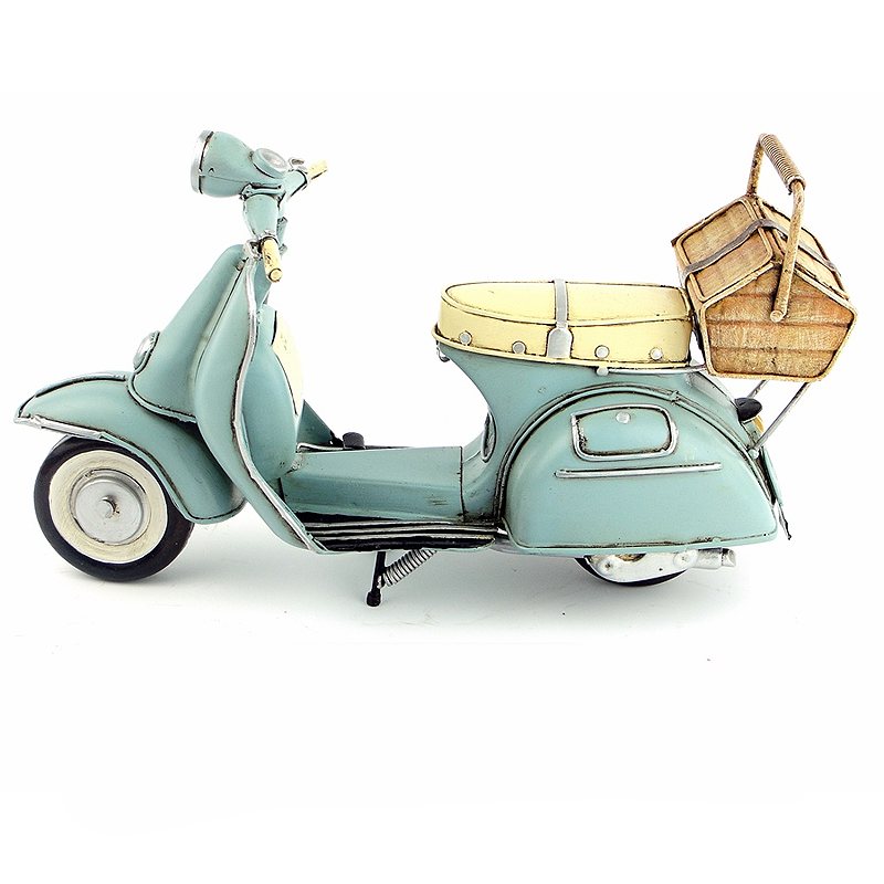 Vespa Motorcykel Handgjord Medelstor Plåt 1965 Modell