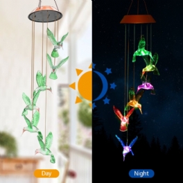 Wind Chime Solar Hummingbird Chimes Utomhus/inomhus Ljusfärg Som Ändras Led Present Till Mamma Och Mormor För Dekoration Av Trädgårdsdekorationer