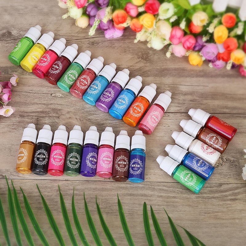 10ml Pearl Shiny Pigment 24 Färger Uv-harts Epoxiharts Lim Färgämne Diy Smycken Mögel Gör Hantverk