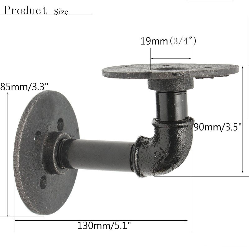 2st Industrial Pipe Hylla Fästen Bokhyllor Hållare Hyllor Förvaring Rustik Dekoration