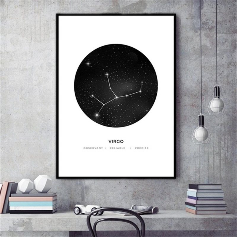 30x40cm Constellation Art Canvas Posters Geometrisk Astrologi Måla Tapet