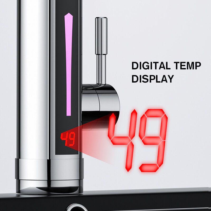 3300w Ljus Temp Display Elvärmare Omedelbar Uppvärmning Varmvattenkran Kran