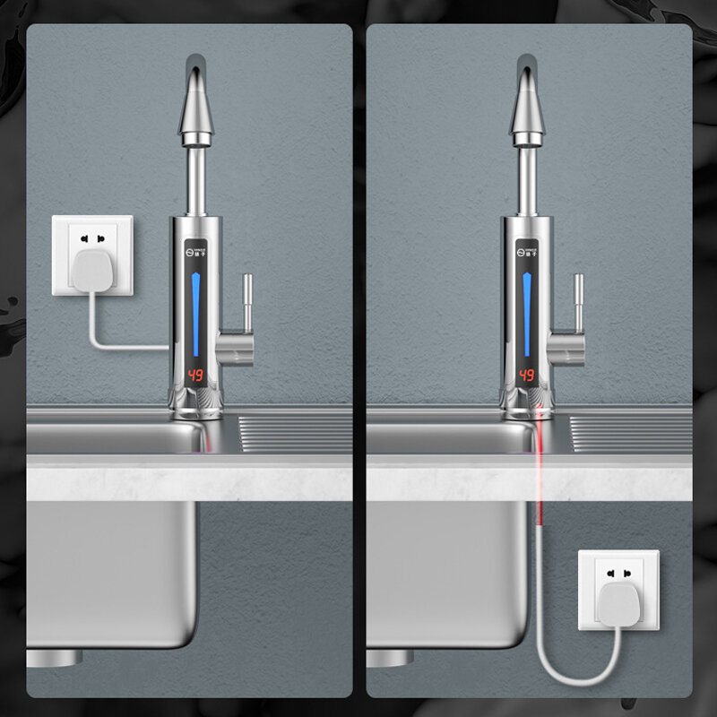 3300w Ljus Temp Display Elvärmare Omedelbar Uppvärmning Varmvattenkran Kran