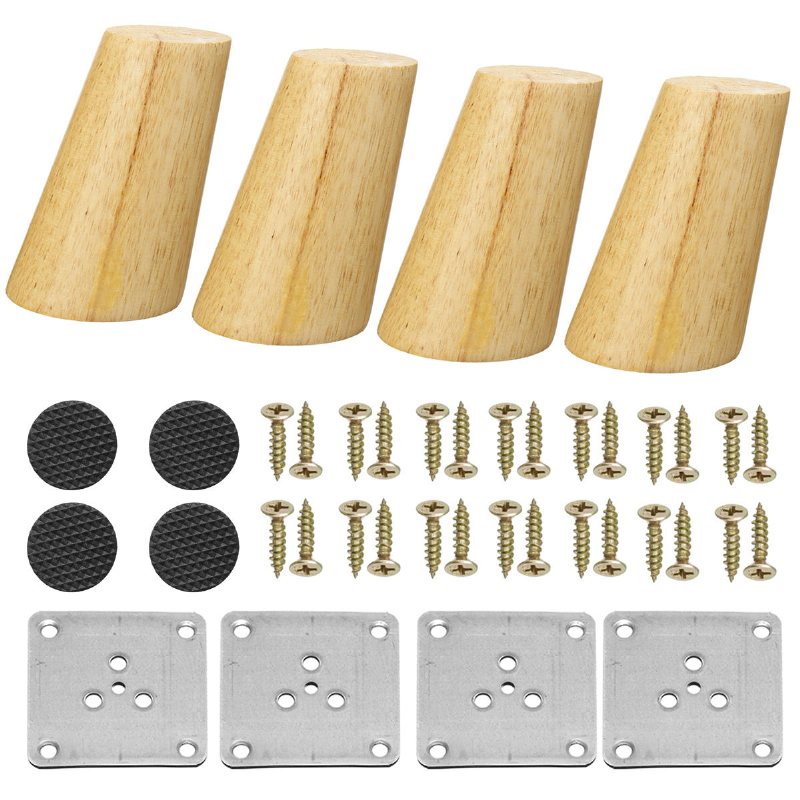 4st/set Solid Träkon Vinklade Möbelben Kit Soffbord Stol Pall Del Benstöd