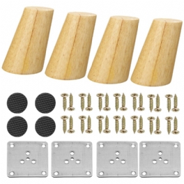 4st/set Solid Träkon Vinklade Möbelben Kit Soffbord Stol Pall Del Benstöd