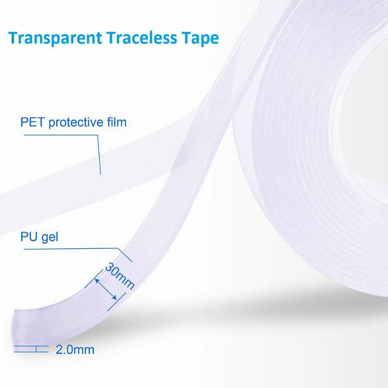 5m Transparent Dubbelsidig Nano Pu Gel Tejp Anti-halk Fast Lim 30 mm