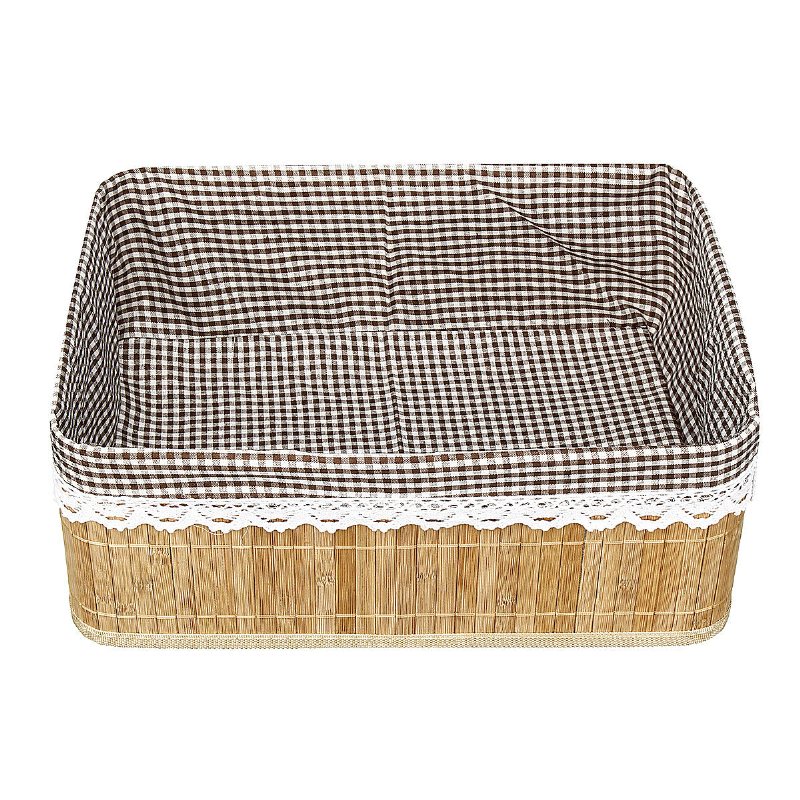 Bambu Vävning Förvaringskorgar Picknick Livsmedel Snacks Toy Box Desktop Organizer