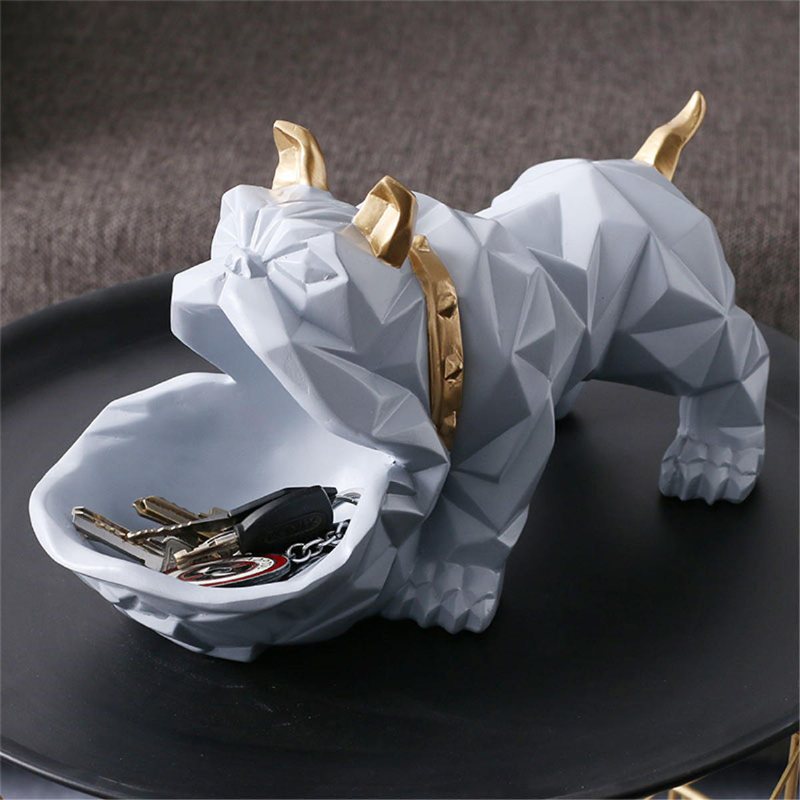 Bulldog Djurskulptur Valp Hund Staty Figur Prydnad Presentdekorationer