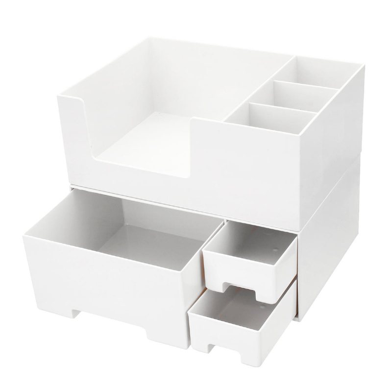 Enkel/dubbel Topp/botten/nivåer Desktop Plast Organizer Makeup Kosmetisk Förvaringslåda