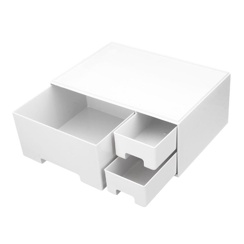 Enkel/dubbel Topp/botten/nivåer Desktop Plast Organizer Makeup Kosmetisk Förvaringslåda