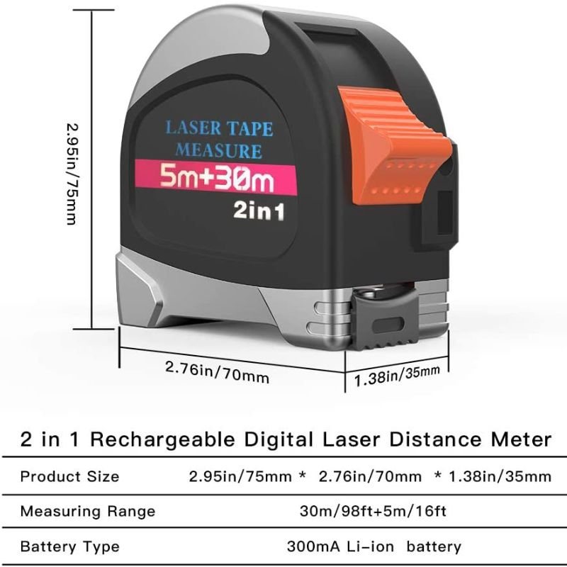 Laser Digitalt Elektroniskt Måttband Infällbart