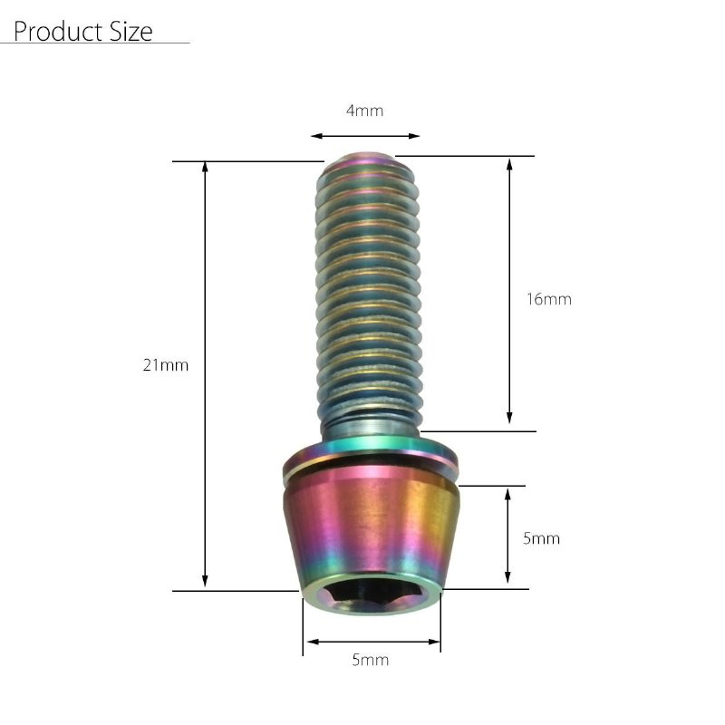 M5x16mm Titanium Ti-bultar Allex Hex-skaft Avsmalnande Huvudskruv Med Bricka