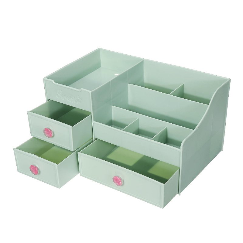 Plast Desktop Organizer Makeup Kosmetisk Förvaringslåda Brevpappershållare Hemdekorationer