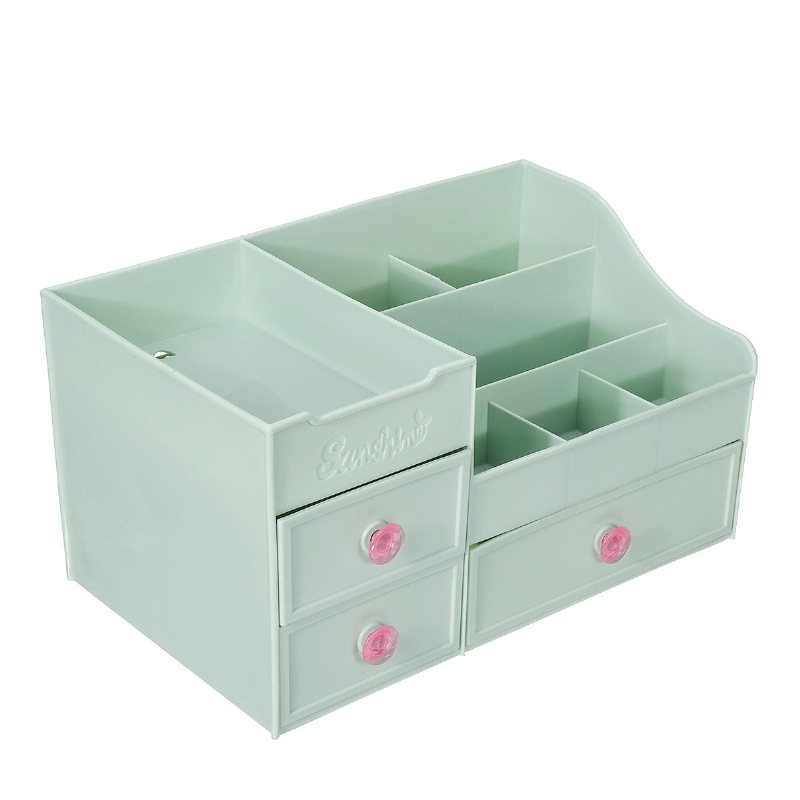 Plast Desktop Organizer Makeup Kosmetisk Förvaringslåda Brevpappershållare Hemdekorationer