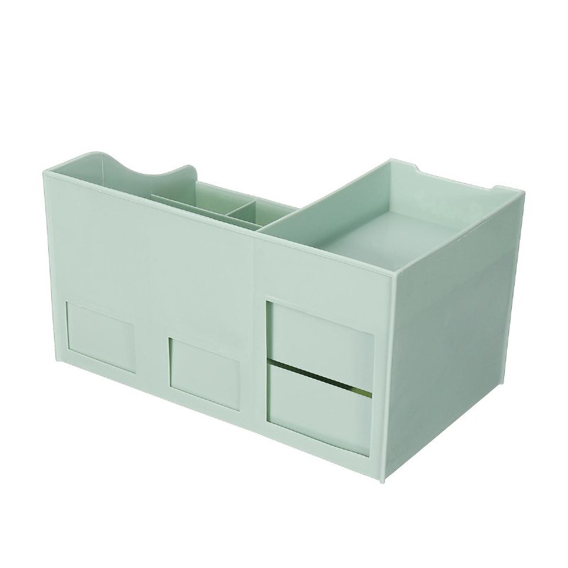 Plast Desktop Organizer Makeup Kosmetisk Förvaringslåda Brevpappershållare Hemdekorationer