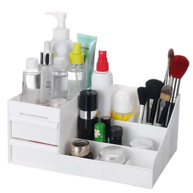 Plast Kosmetisk Makeup Förvaringslåda Organizer Case Hållare Smycken Med Låda