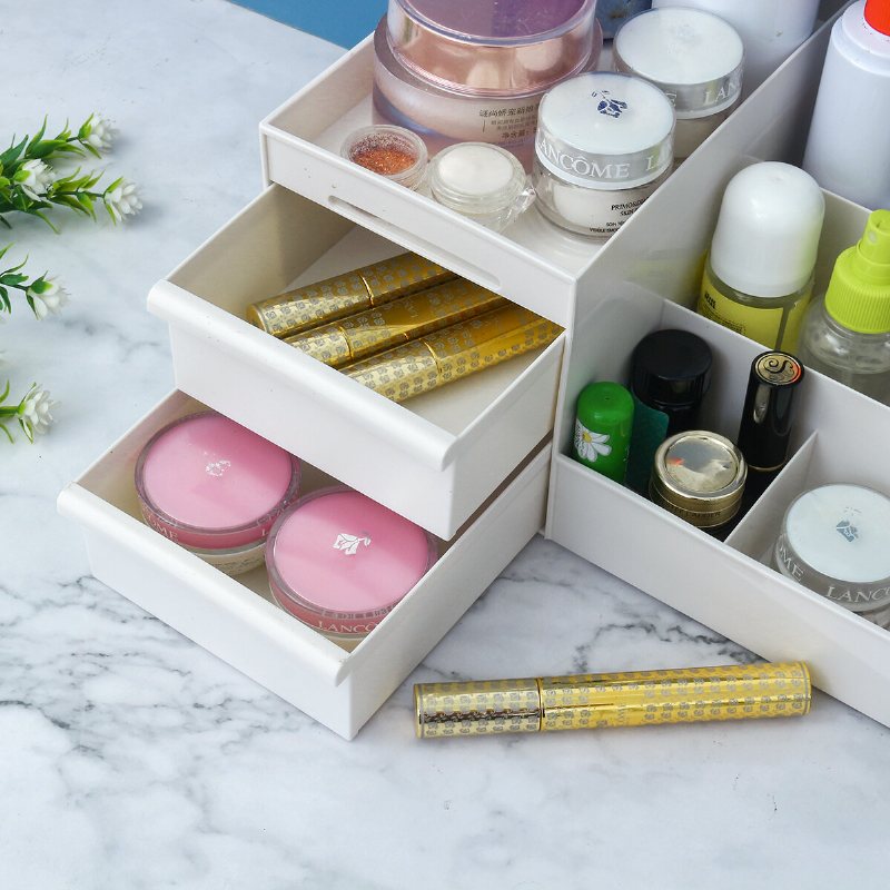 Plast Kosmetisk Makeup Förvaringslåda Organizer Case Hållare Smycken Med Låda