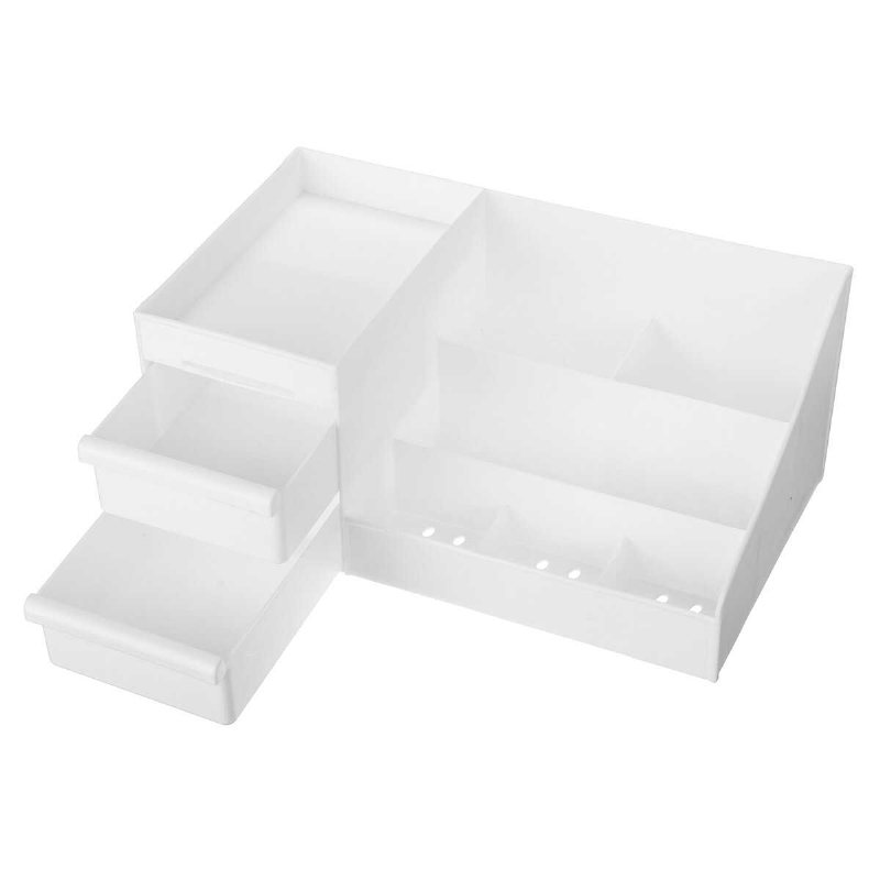 Plast Kosmetisk Makeup Förvaringslåda Organizer Case Hållare Smycken Med Låda