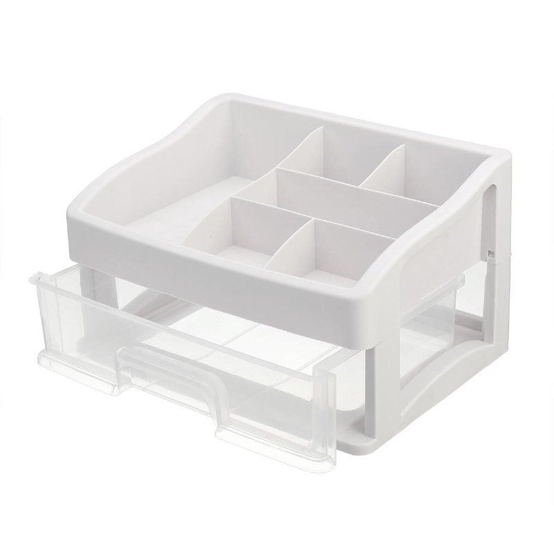 Plast Makeup Hållare Box Förvaring Desktop Container Kosmetiska Smycken Bord Organizer