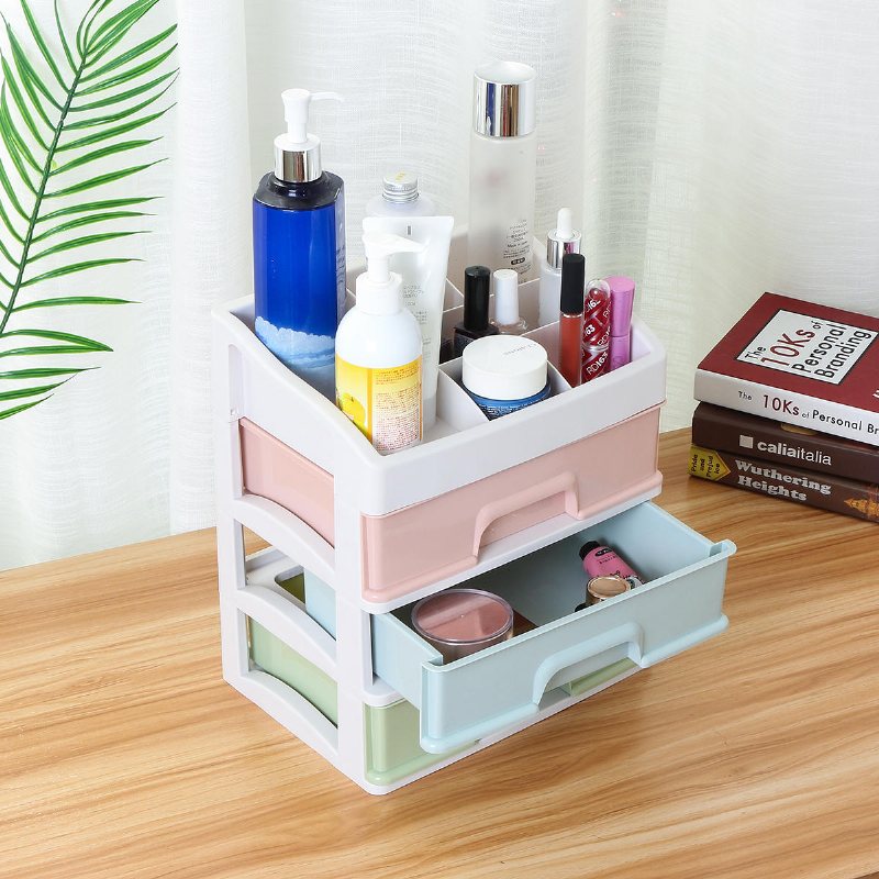 Plast Makeup Hållare Box Förvaring Desktop Container Kosmetiska Smycken Bord Organizer