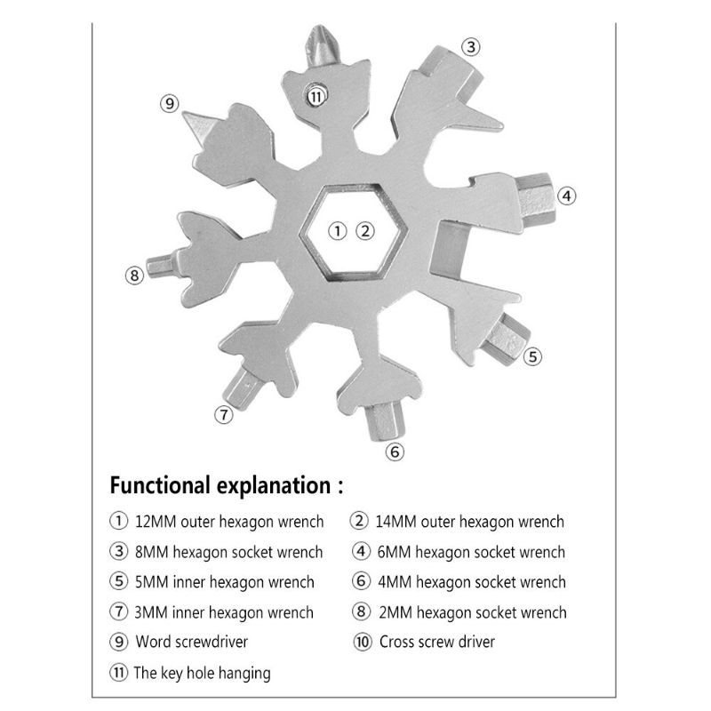 Snowflake Flasköppnare Rostfritt Stål Multi Tool 18-i-1