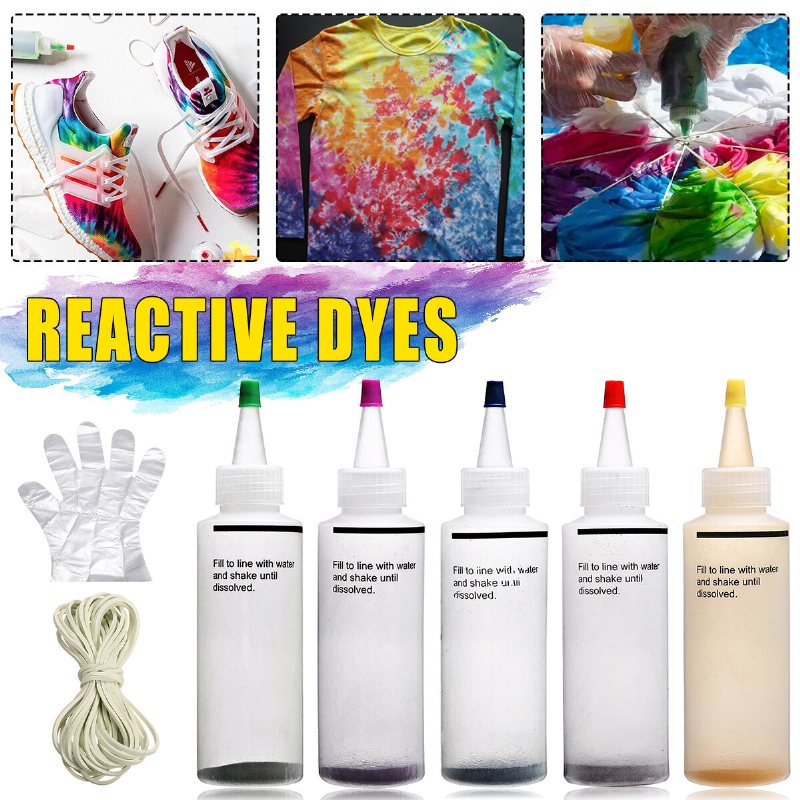 Tie Dye Diy Kit 5 Färger Tyg Textil Skjortor Permanent Färg För Kläder Skjortklänning Hemmagjord