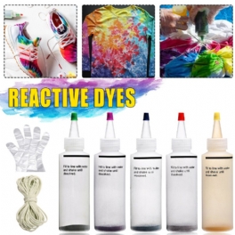 Tie Dye Diy Kit 5 Färger Tyg Textil Skjortor Permanent Färg För Kläder Skjortklänning Hemmagjord