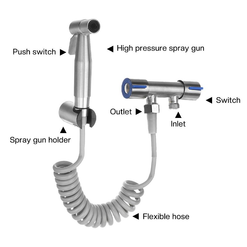 Toalett Bidé Sprayer I Rostfritt Stål Handhållen Badrumsrengöringsverktygset