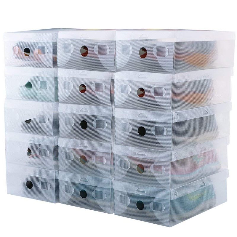 Transparent Skoförvaringslåda I Plast Stapelbar Tidy Display Organizer Enkellåda