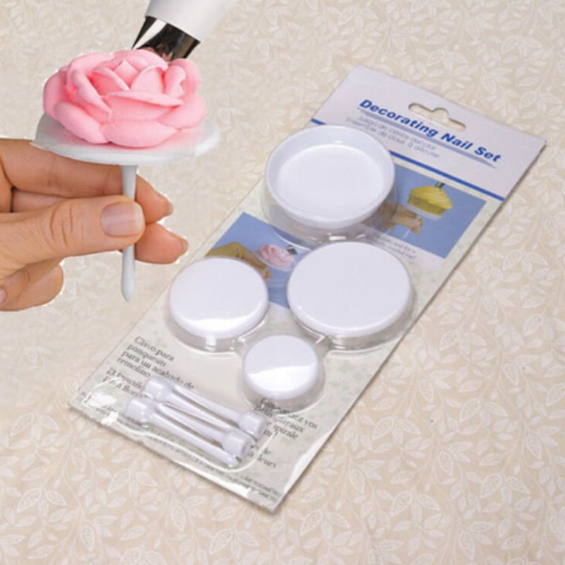 4st Cup Cake Stand Glasyr Blomma Dekorera Nagel Set Bakverktyg