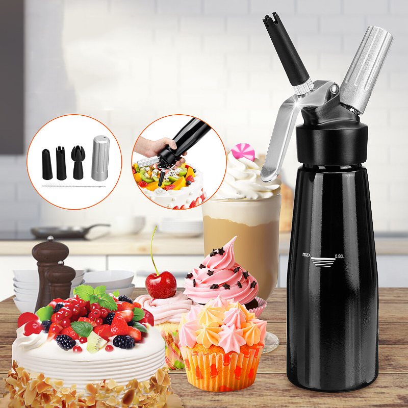 500 Ml Dispenser För Vispgrädde Whipper Cracker Fäst Munstycken Desserter Maker Kök Bakeware Tool