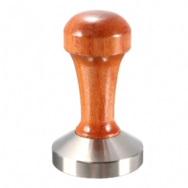 53 mm Rostfritt Stål Cafe Coffee Tamper Bean Press För Espresso Flat Base Trähandtag