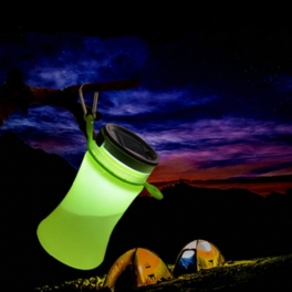 550 Ml Hopfällbar Silikon Vattentät Sportvattenflaska Med Solenergiladdning Led Camping Latern