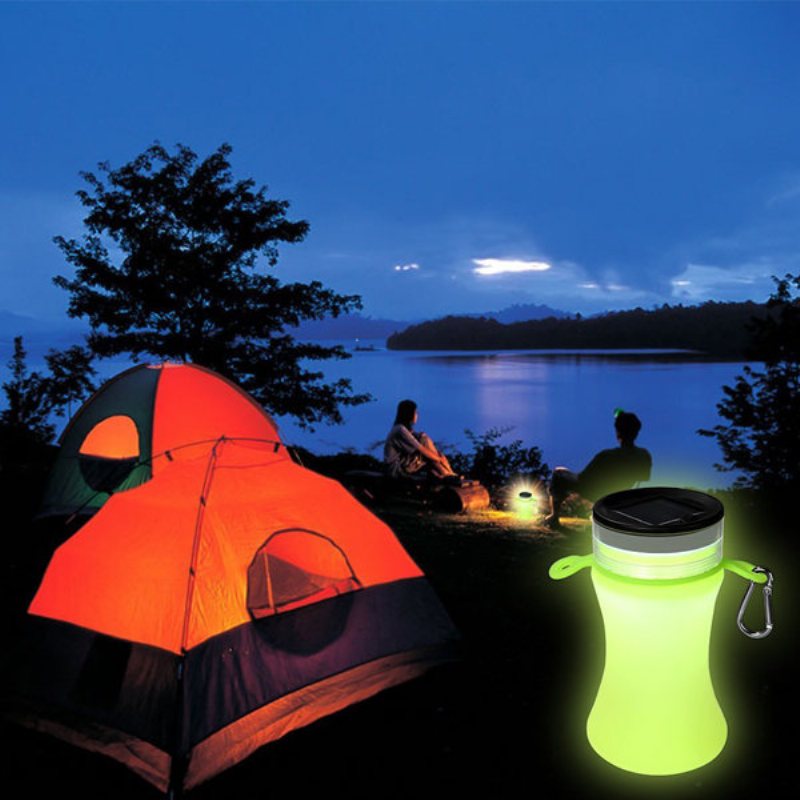 550 Ml Hopfällbar Silikon Vattentät Sportvattenflaska Med Solenergiladdning Led Camping Latern