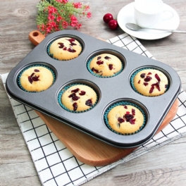 6st Muffinspanna Bakning Matlagningsfat Form Rund Bake Cup Cake Guld/svart