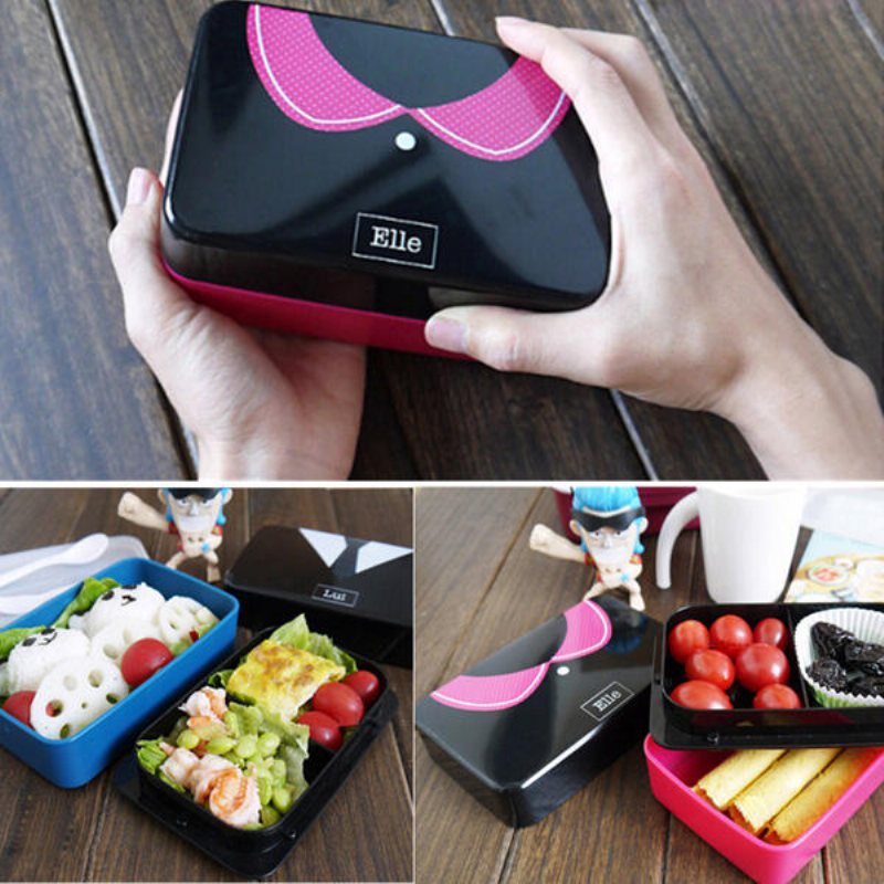 730ml 2-lagers Plast Lovely Lunch Box Bälte Bento Box Sushi Box Matbehållare