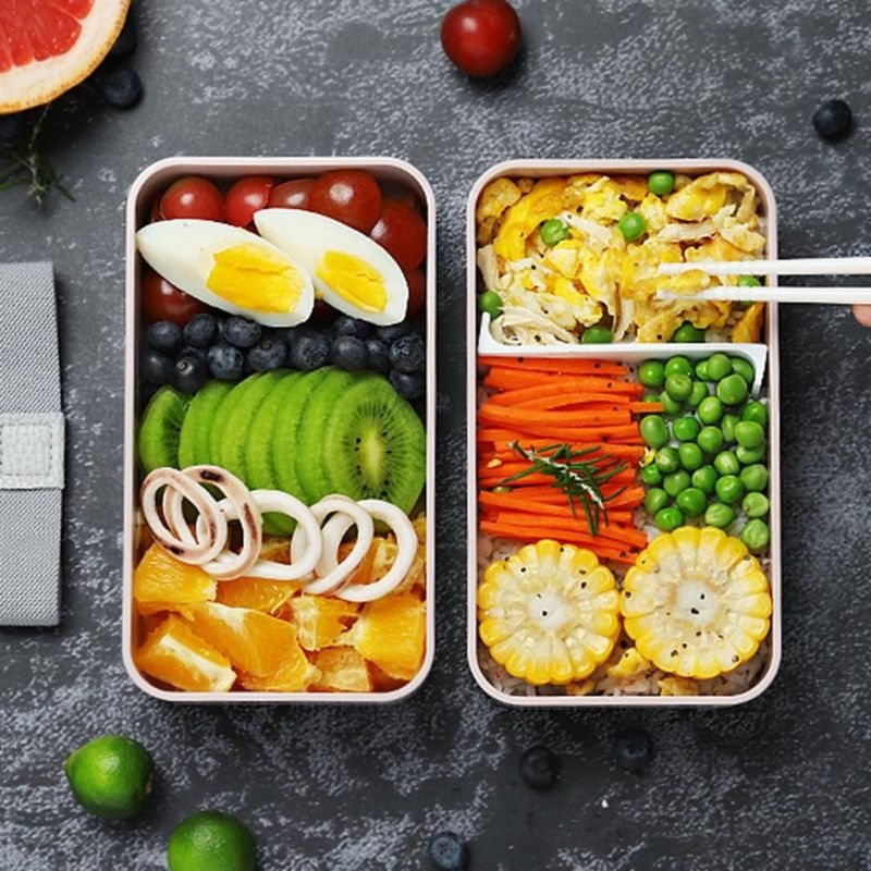 Bento Box Läcksäker Dubbla Lager Staplingsbar Lunchbehållare